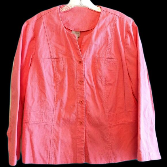 Sigrid Olsen Pink Textured Cotton Jacket Petite L Preppy Mean Girls Elle Woods - Picture 1 of 4